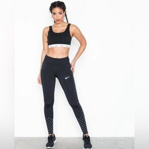 Nike Womens Power Reflective Flash Running Training Tights Black‎ Size SMALL